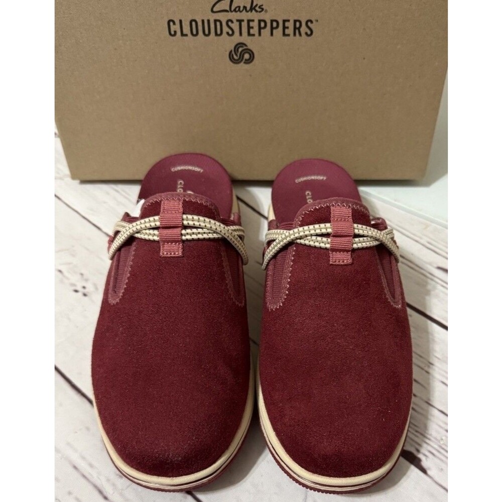 Clarks Cloudsteppers Slip-On Clog-Breeze Port Red Size 7W Sandal Slides Excellen